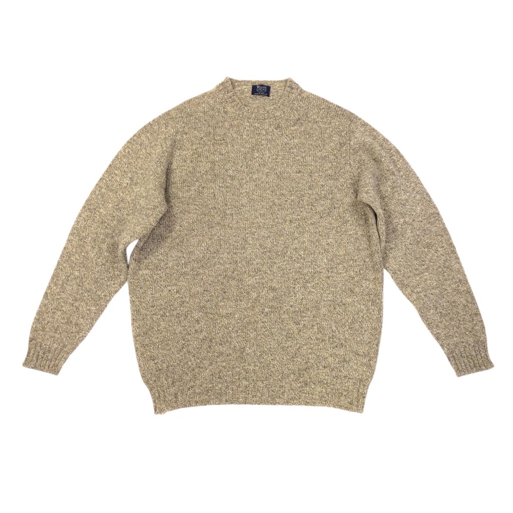 William Lockie Lambswool Knit Sweater Men's Size XL Gray Brown Made in Scotland